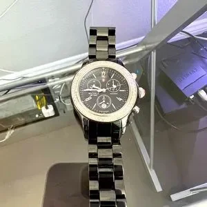 Michelle Authentic Watch! Great pre-owned condition. Black links with diamonds. MICHELE Womens CSX 39 Diamond Dial Chronograph Watch, Blue  main image 3